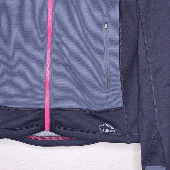 L.L. Bean Hooded full zip sweater black and gray color block pink zip Size M - Picture 4 of 9
